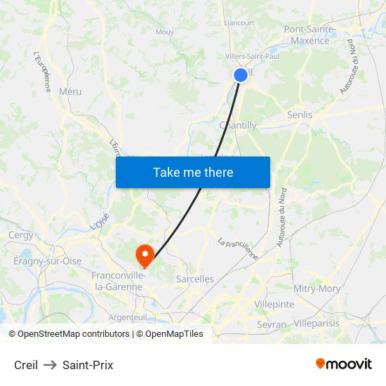 Creil to Saint-Prix map