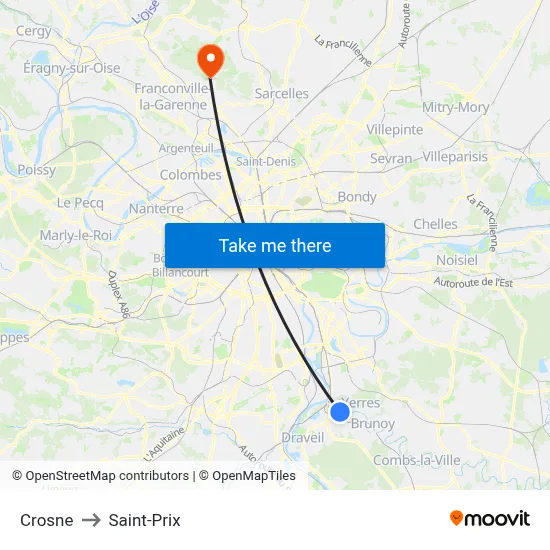 Crosne to Saint-Prix map