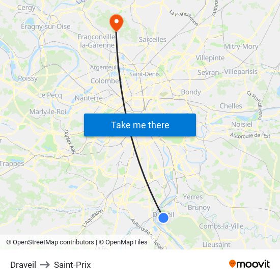 Draveil to Saint-Prix map