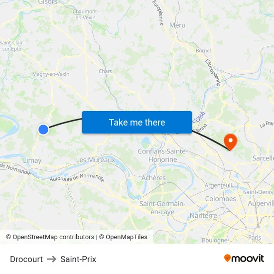 Drocourt to Saint-Prix map