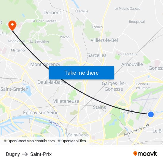 Dugny to Saint-Prix map