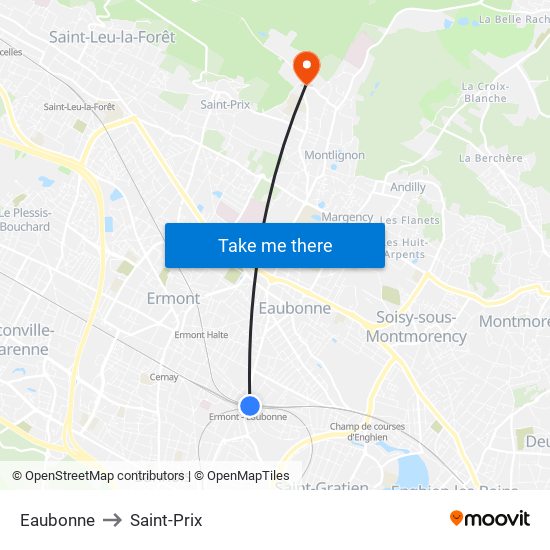 Eaubonne to Saint-Prix map