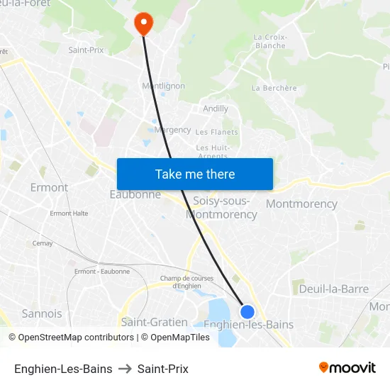 Enghien-Les-Bains to Saint-Prix map