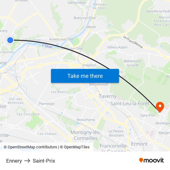 Ennery to Saint-Prix map
