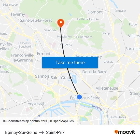 Epinay-Sur-Seine to Saint-Prix map