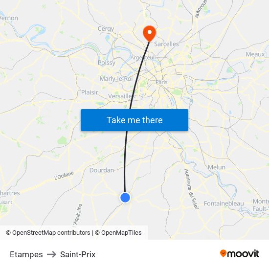 Etampes to Saint-Prix map