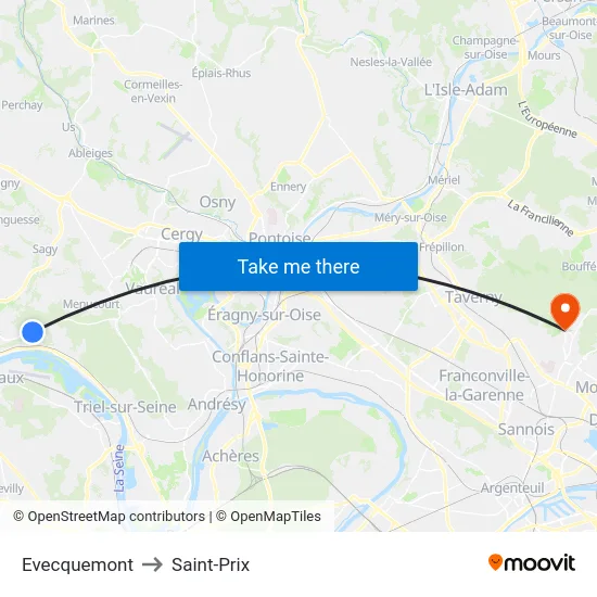 Evecquemont to Saint-Prix map