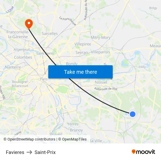 Favieres to Saint-Prix map
