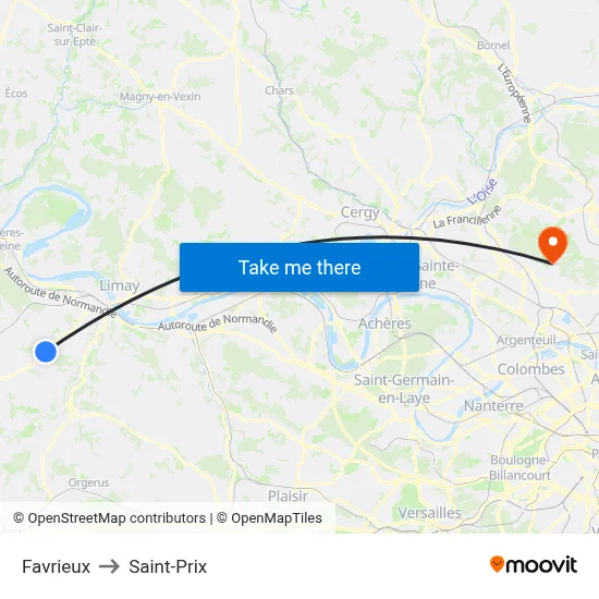 Favrieux to Saint-Prix map