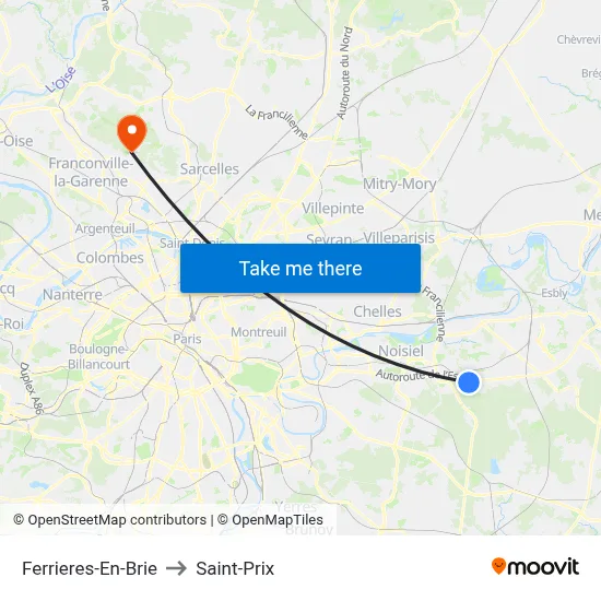 Ferrieres-En-Brie to Saint-Prix map