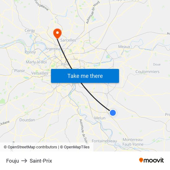 Fouju to Saint-Prix map