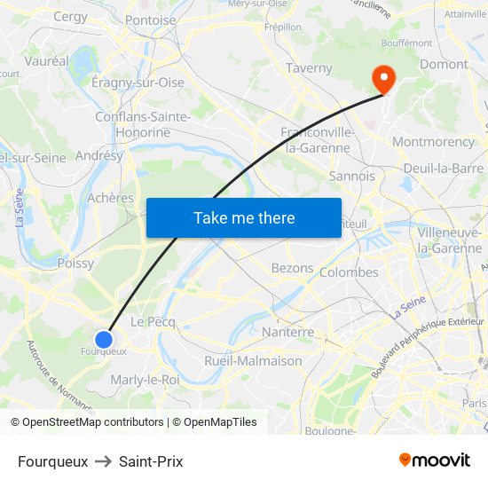 Fourqueux to Saint-Prix map
