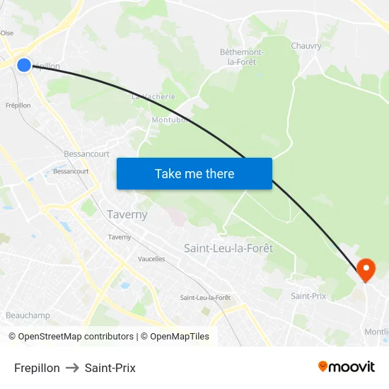Frepillon to Saint-Prix map