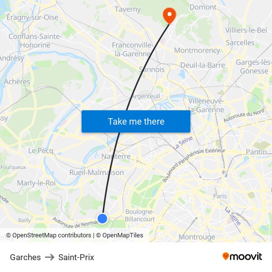 Garches to Saint-Prix map