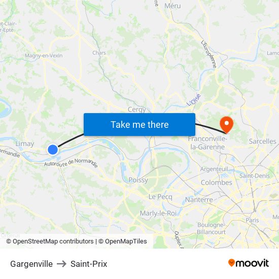 Gargenville to Saint-Prix map
