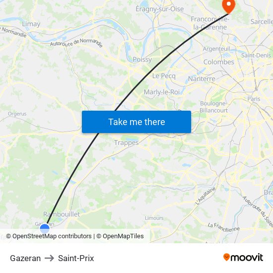 Gazeran to Saint-Prix map