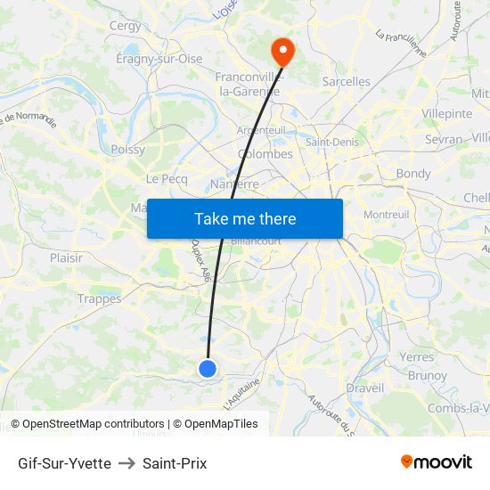 Gif-Sur-Yvette to Saint-Prix map