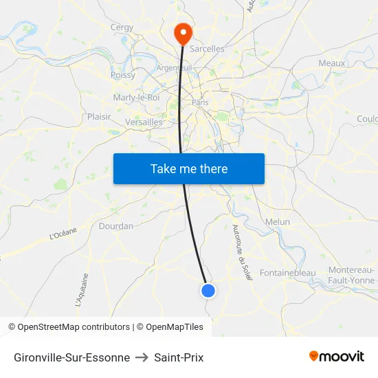 Gironville-Sur-Essonne to Saint-Prix map