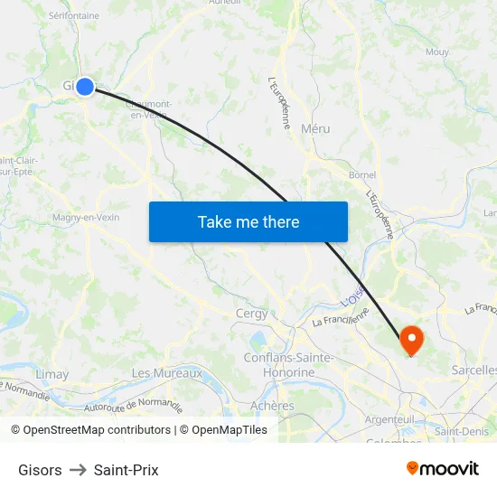 Gisors to Saint-Prix map