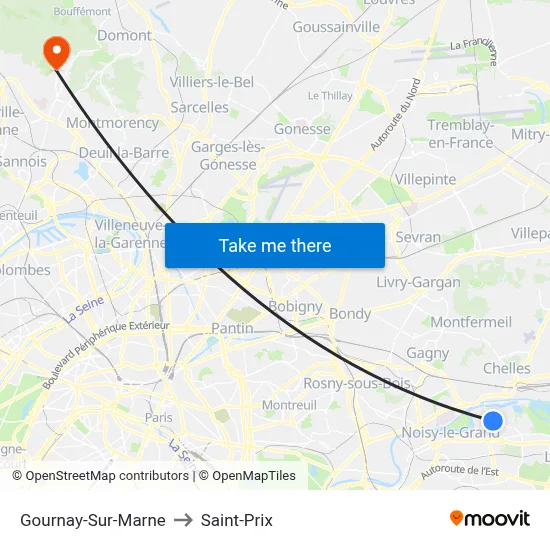 Gournay-Sur-Marne to Saint-Prix map