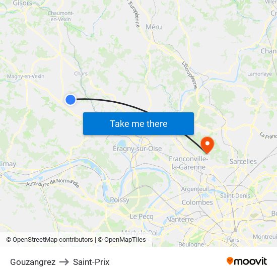 Gouzangrez to Saint-Prix map