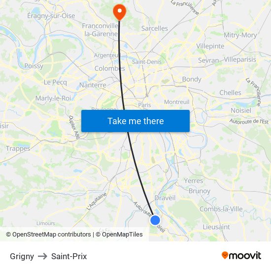 Grigny to Saint-Prix map
