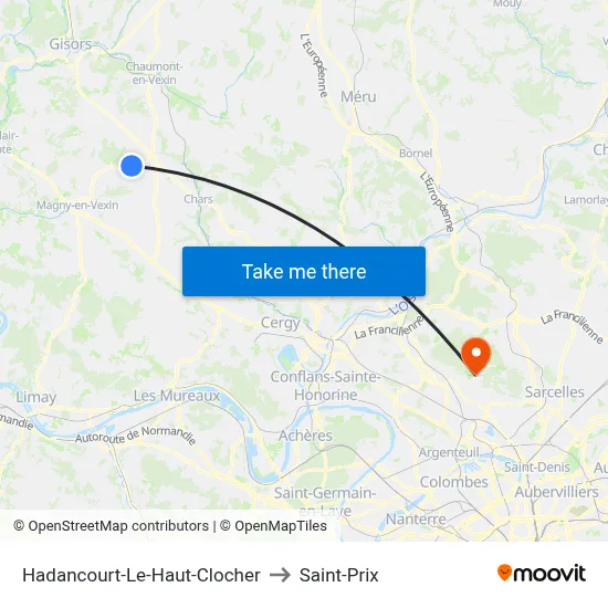 Hadancourt-Le-Haut-Clocher to Saint-Prix map