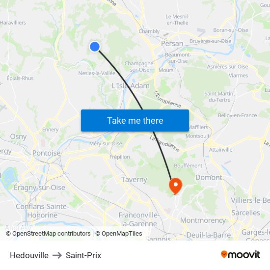 Hedouville to Saint-Prix map