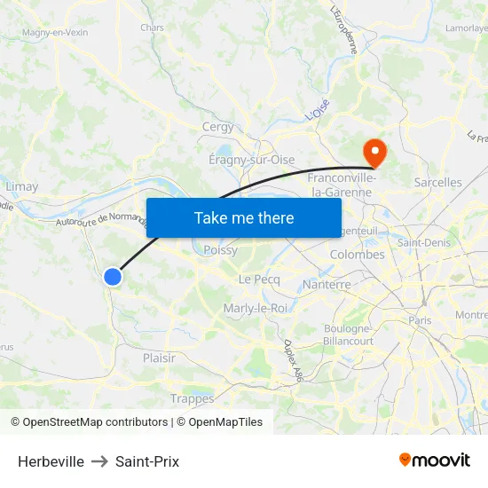 Herbeville to Saint-Prix map