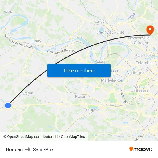 Houdan to Saint-Prix map