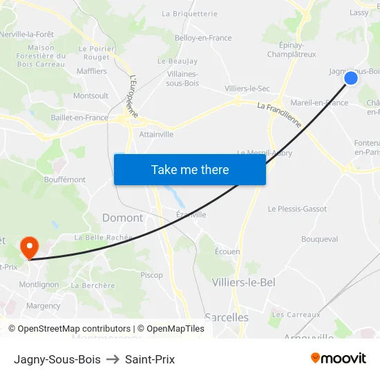 Jagny-Sous-Bois to Saint-Prix map
