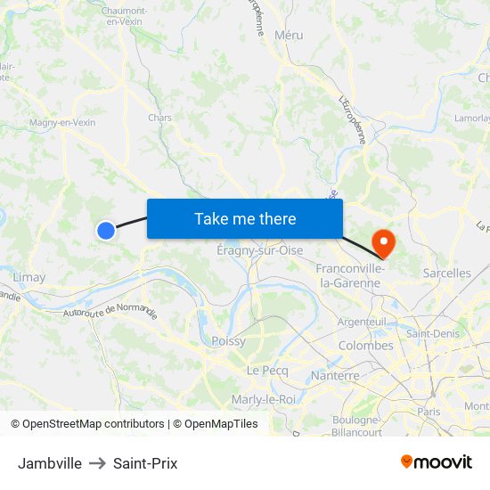Jambville to Saint-Prix map