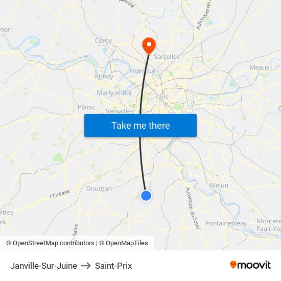 Janville-Sur-Juine to Saint-Prix map