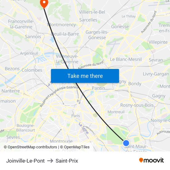Joinville-Le-Pont to Saint-Prix map
