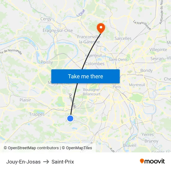 Jouy-En-Josas to Saint-Prix map