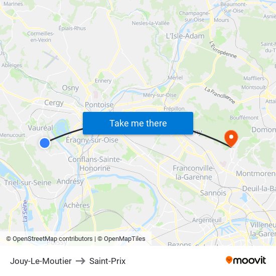 Jouy-Le-Moutier to Saint-Prix map