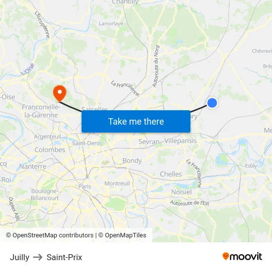 Juilly to Saint-Prix map