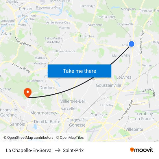 La Chapelle-En-Serval to Saint-Prix map