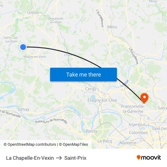 La Chapelle-En-Vexin to Saint-Prix map