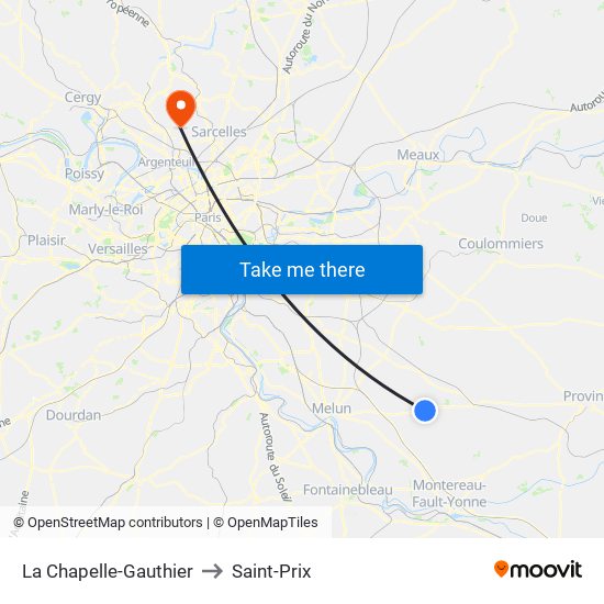 La Chapelle-Gauthier to Saint-Prix map