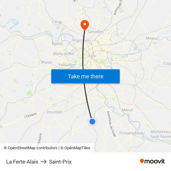 La Ferte-Alais to Saint-Prix map