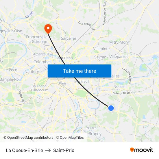 La Queue-En-Brie to Saint-Prix map