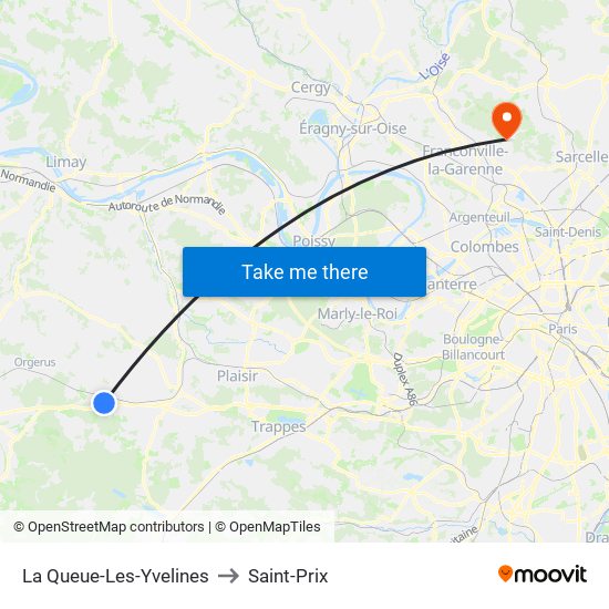 La Queue-Les-Yvelines to Saint-Prix map