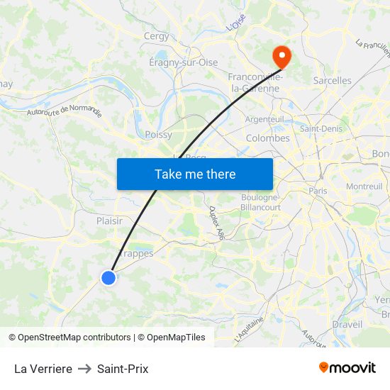 La Verriere to Saint-Prix map