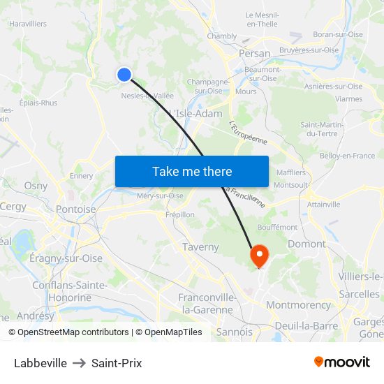 Labbeville to Saint-Prix map