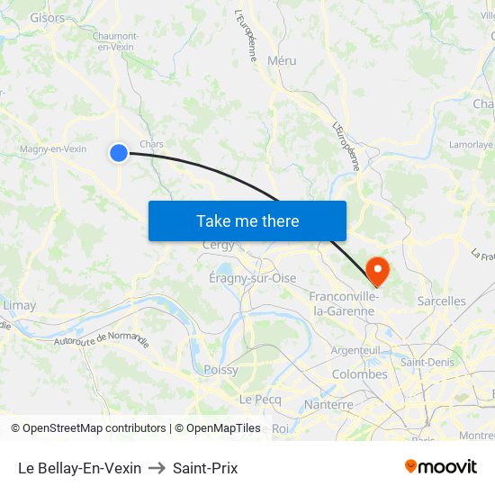 Le Bellay-En-Vexin to Saint-Prix map