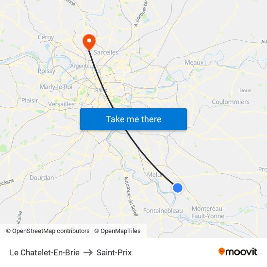 Le Chatelet-En-Brie to Saint-Prix map