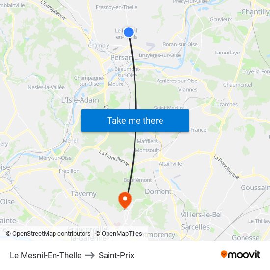 Le Mesnil-En-Thelle to Saint-Prix map