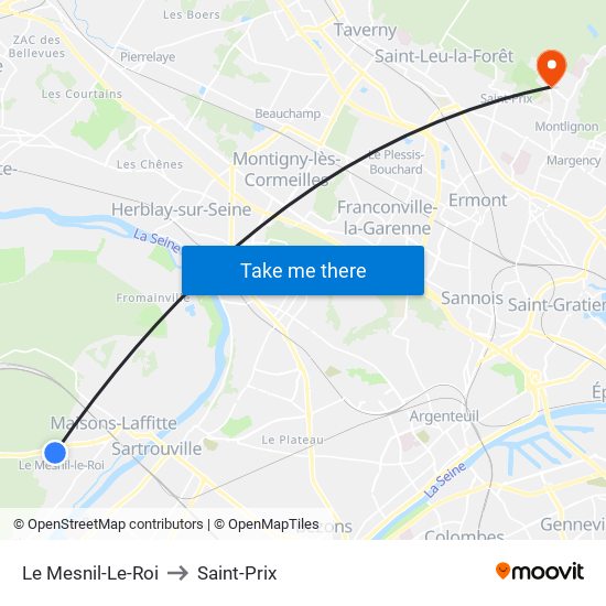 Le Mesnil-Le-Roi to Saint-Prix map