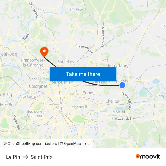 Le Pin to Saint-Prix map